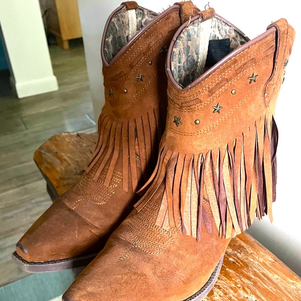 Suede Fringe Cowgirl Boots